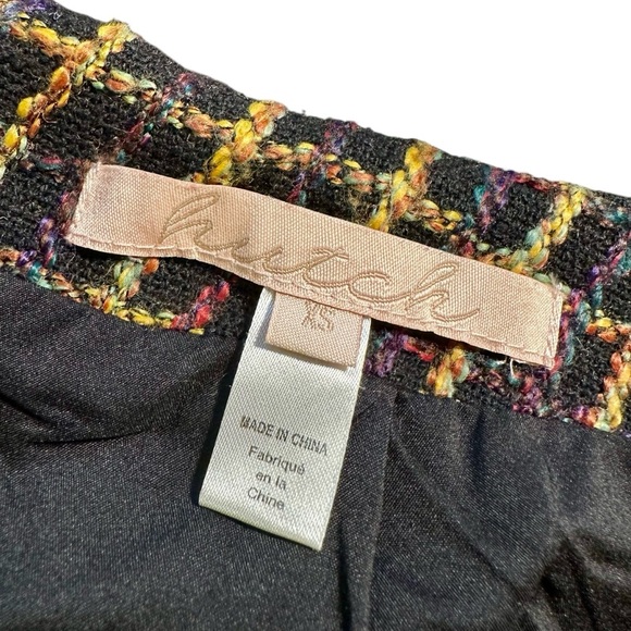 Hutch Windowpane Print Tweed Mini Skirt in Black & Multicolor Size XS - Picture 4 of 15